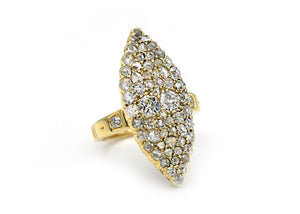 1920s Antique Elongated Marquis Shaped Diamond Encrusted Ring