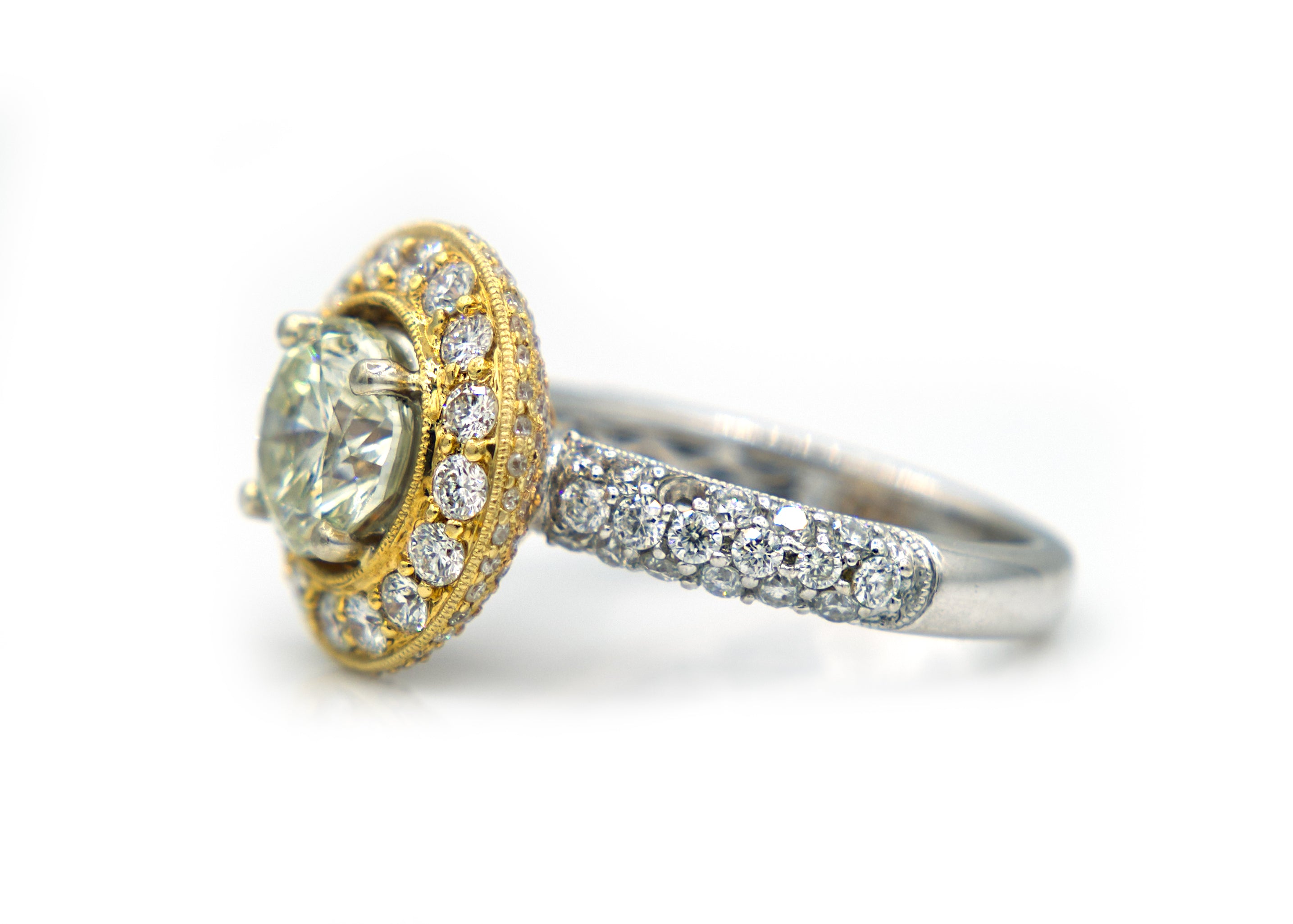 Three-Toned 18K Gold Diamond Engagement Ring
