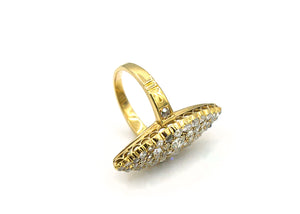 1920s Antique Elongated Marquis Shaped Diamond Encrusted Ring