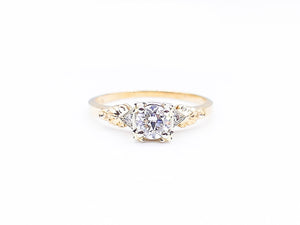 *Antique Old Mine Cut Diamond Gold Engagement Ring