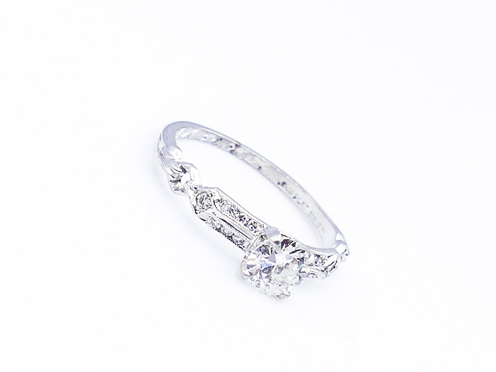 *Antique Platinum Diamond Engagement Ring