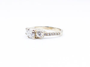 Vintage Style 3 Stone Diamond Engagement Ring