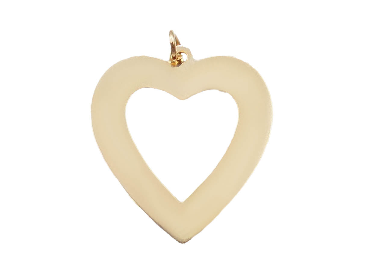 Large Hollow Heart Charm in 14K