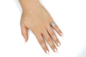 Asymmetrical Diamond Cluster White Gold Ring