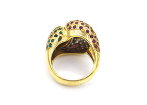 Emerald, Ruby and Diamond Knot Ring