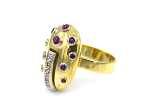 Art Deco Diamond Spotted Ruby and Ring