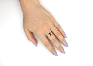 Elongated Emerald-Cut Violet Iolite Ring