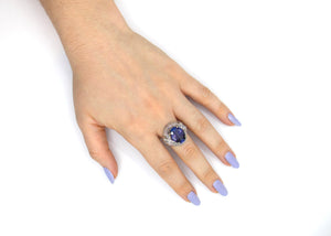 Oval Tanzanite and Diamond Baguette Ring