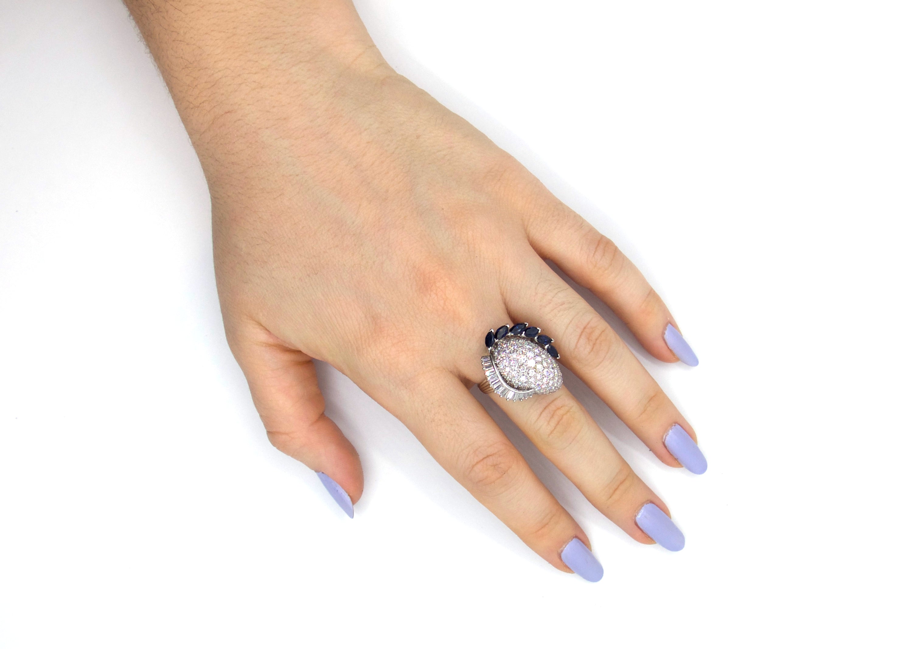 Vintage Sapphire Pavé Diamond Cocktail Ring