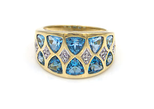 1980s Trilliant Cut Topaz Diamond Ring