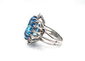 1950s Blue Topaz Diamond Ring