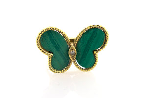 14K Twisted Gold Jumbo Butterfly Rings Available in Tigers Eye, Malachite, Carnelian, Mother of Pearl, or Onyx