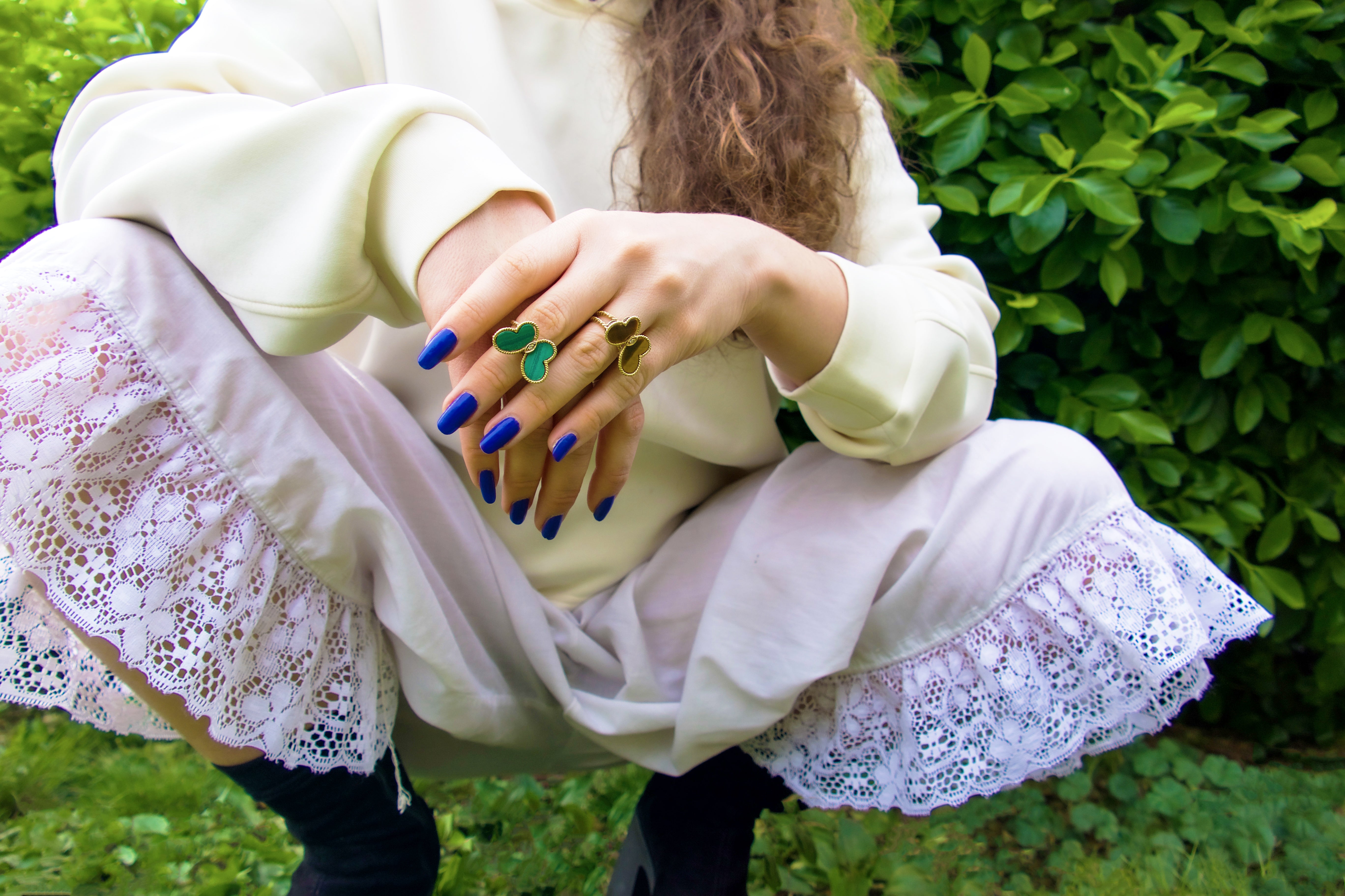 14K Twisted Gold Jumbo Butterfly Rings Available in Tigers Eye, Malachite, Carnelian, Mother of Pearl, or Onyx