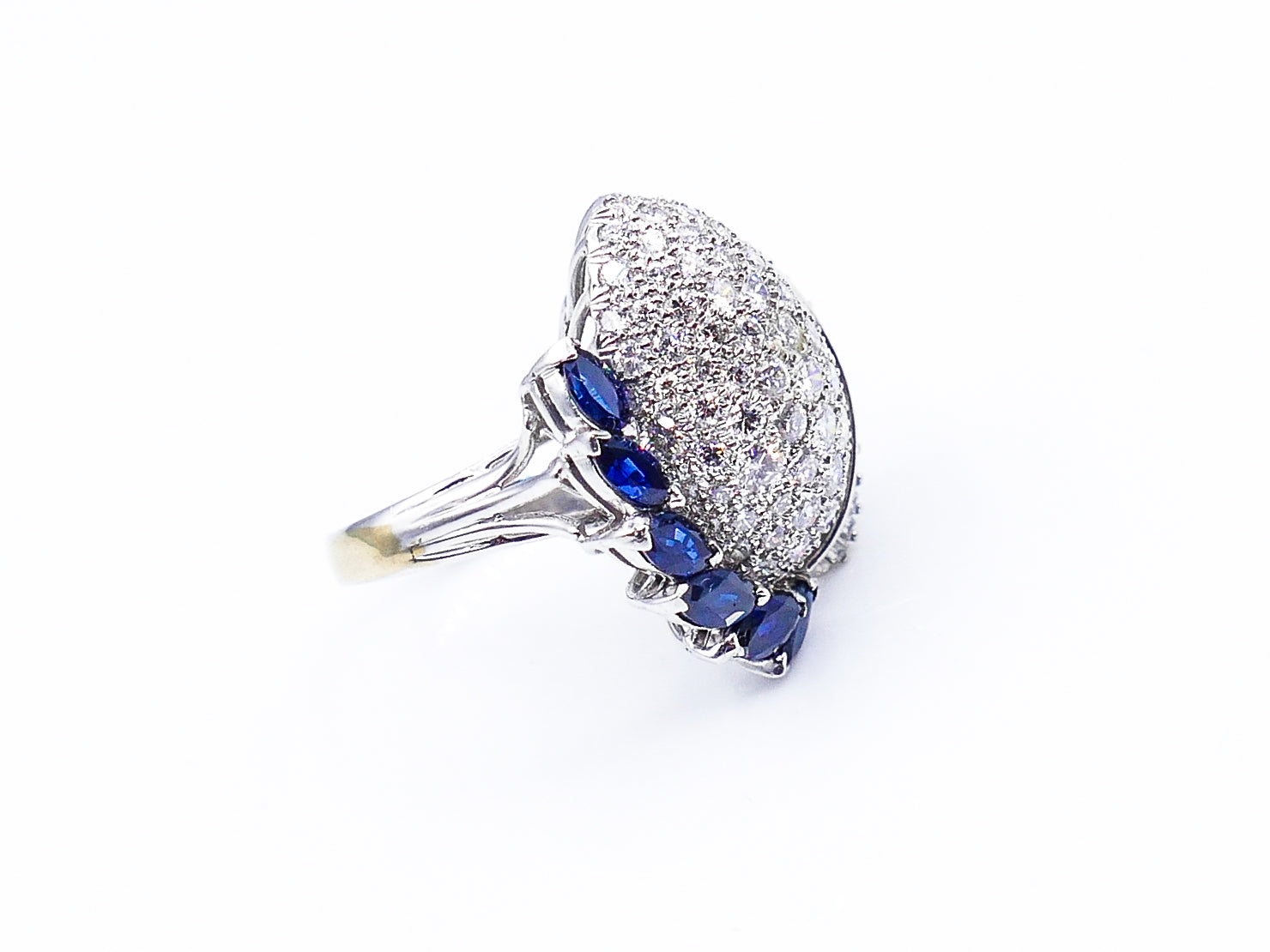 Vintage Sapphire Pavé Diamond Cocktail Ring
