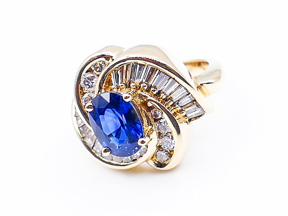 Oval Sapphire Diamond Cocktail Ring