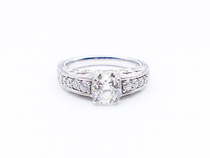 Platinum Diamond Vintage Style Engagement Ring