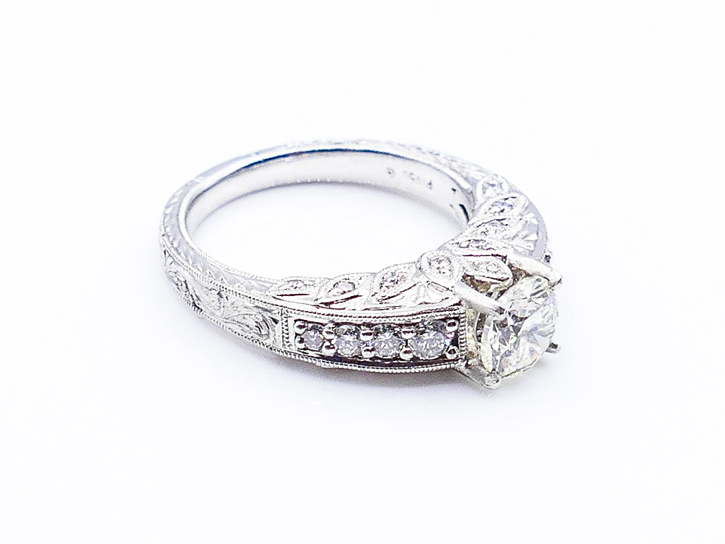 Platinum Diamond Vintage Style Engagement Ring