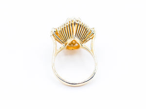Pear Shaped Orange Hue Opal Diamond Ring