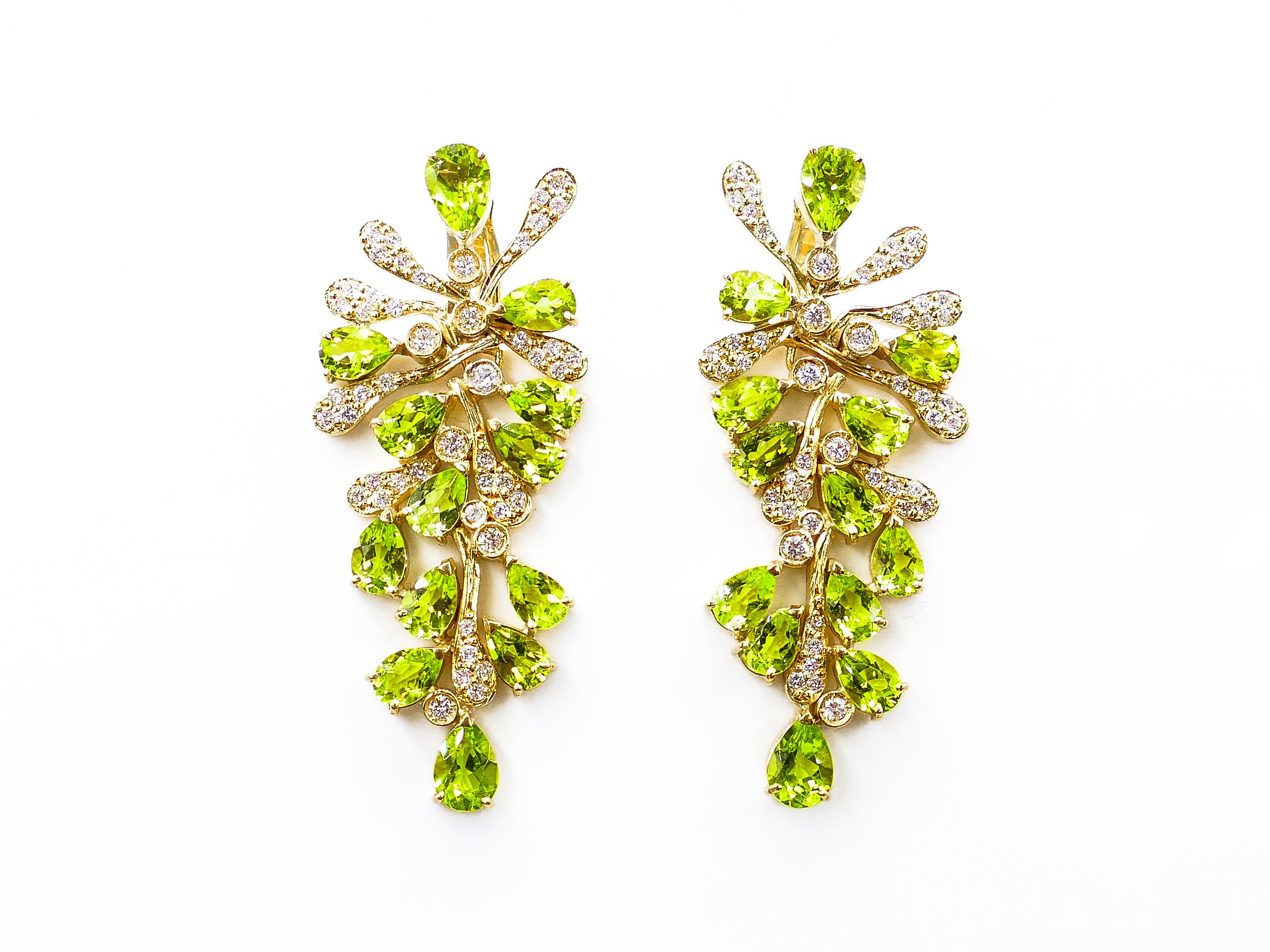 *18K Gold Peridot Diamond Earrings