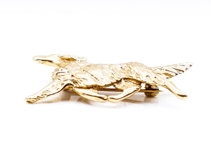 Yellow Gold Long Haired Dog Pin Brooch