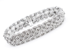 Vintage Handmade Diamond 18K White Gold Bracelet