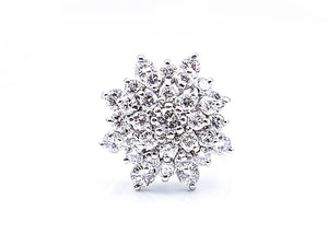 Retro Star Burst Cluster Diamond White Gold Ring