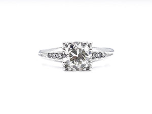 Antique Diamond and Patina Platinum Engagement Ring