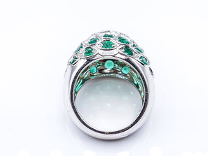 Diamond and Emerald Flower Dome Ring