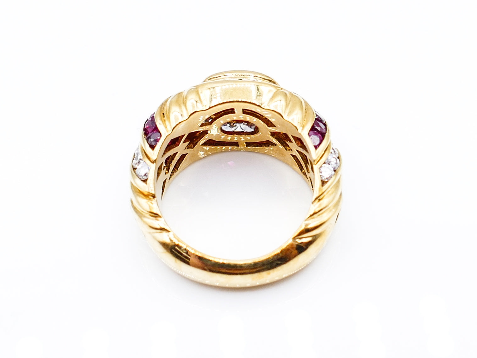 Italian Designed Vintage Ruby Diamond Gold Ring
