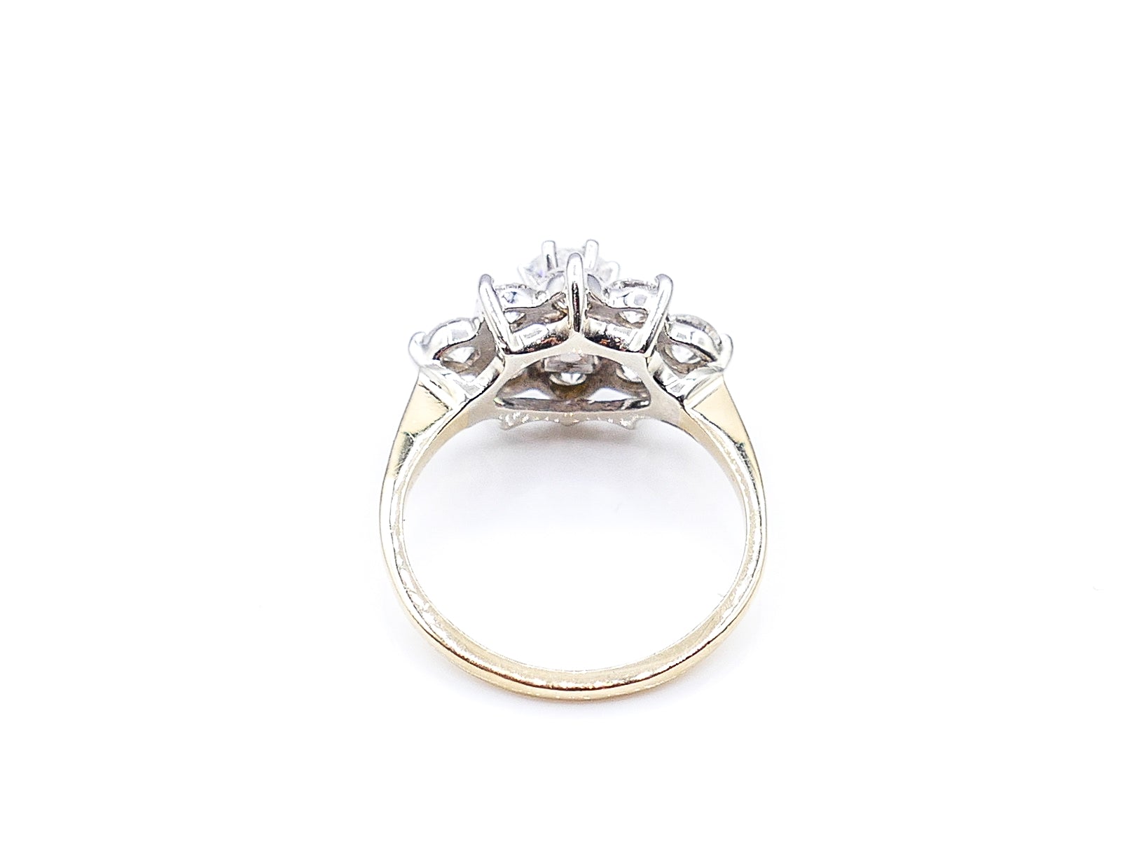 Retro Two-Toned Oval Flower Diamond Ring