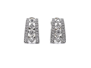 Art Deco Style Geometric Gold Diamond Earrings