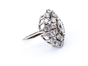 Antique Diamond Cluster and White Gold Cocktail Ring