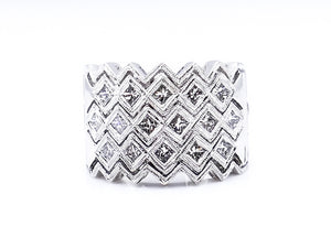 Geometric Zig-Zag Diamond 18k White Gold Ring