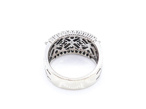 Baguette and Round 'X' Cross Diamond White Gold Ring