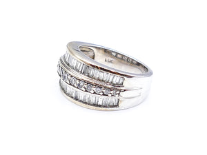Baguette and Round Diamond White Gold Ring