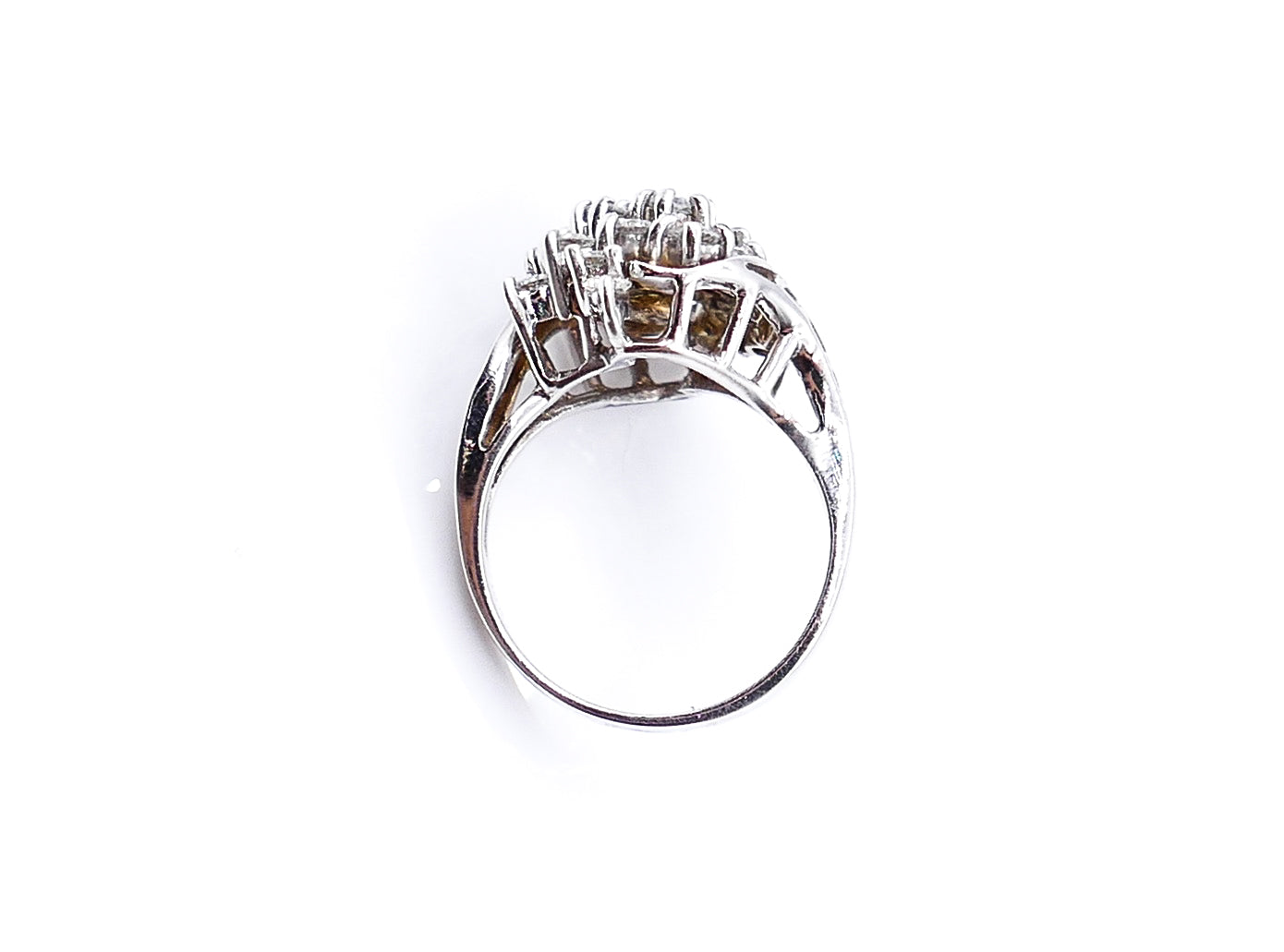 Asymmetrical Diamond Cluster White Gold Ring