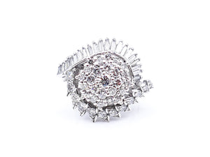 Vintage 3.25 CT Diamond and 18K White Gold Cocktail Ring
