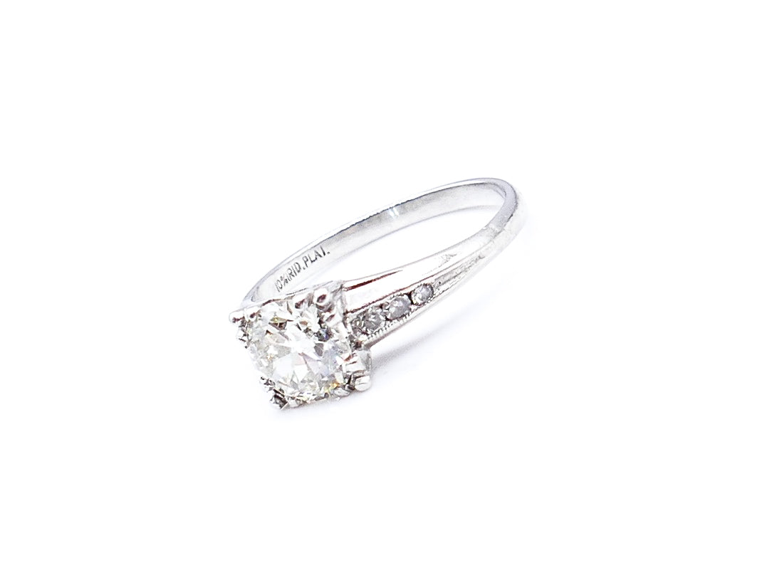 Antique Diamond and Patina Platinum Engagement Ring