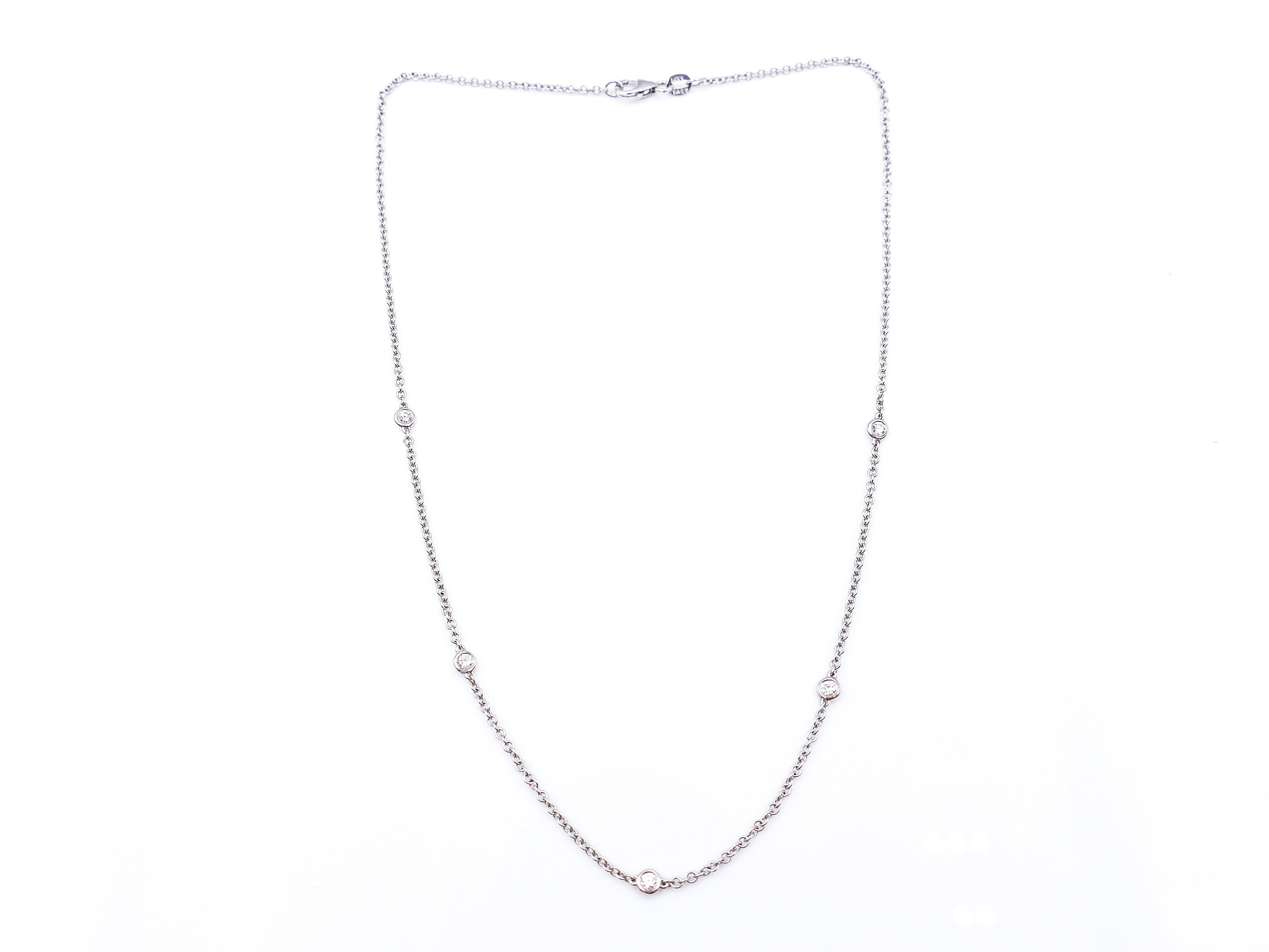 Diamond Bezel Set Station White Gold Necklace