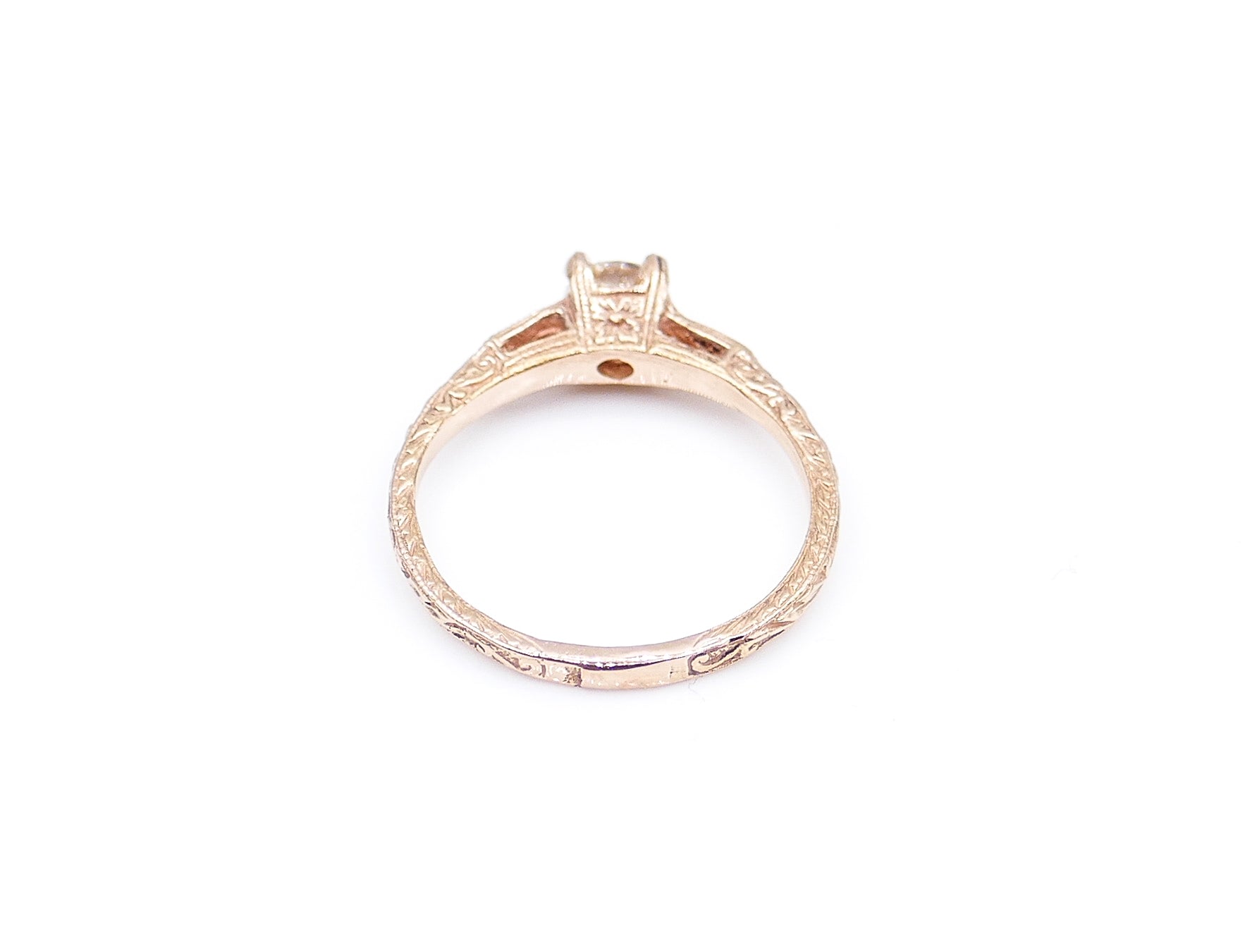 Custom Antique-Style Diamond and Rose Gold Engagement Ring