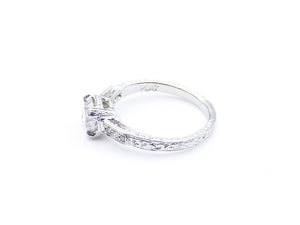 Custom Antique-Style Diamond White Gold Ring