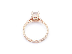 Custom Antique-Style Seven Diamond and Rose Gold Engagement Ring