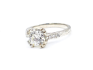Antique-Style 3 Carat Diamond and White Gold Engagement Ring