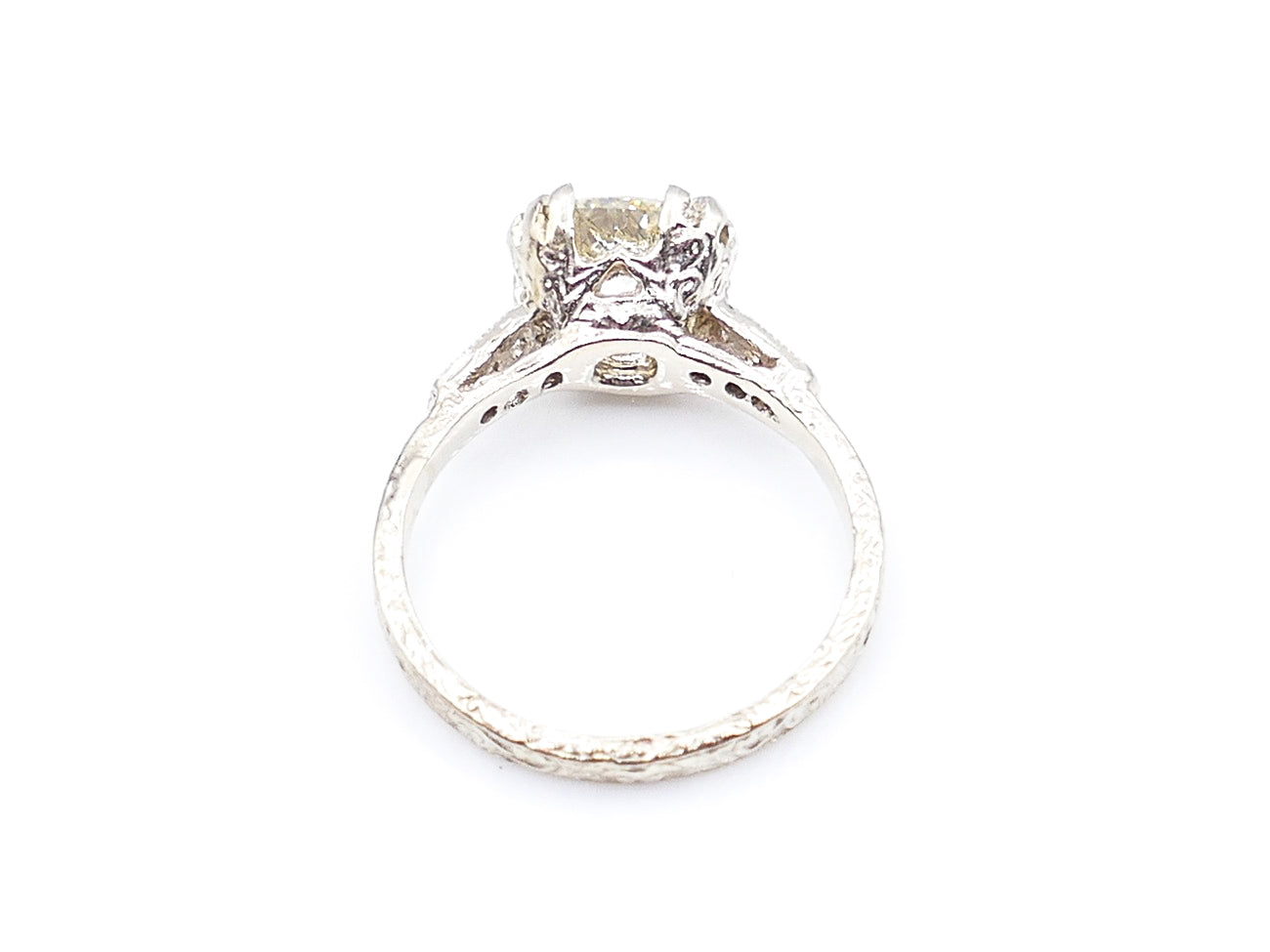 Antique-Style 3 Carat Diamond and White Gold Engagement Ring