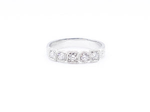 Victorian-Style 5 Stone Square and Round Motif Band