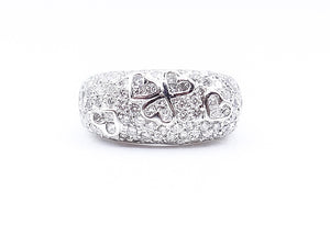 5 Heart Diamond Pave 18K White Gold Ring