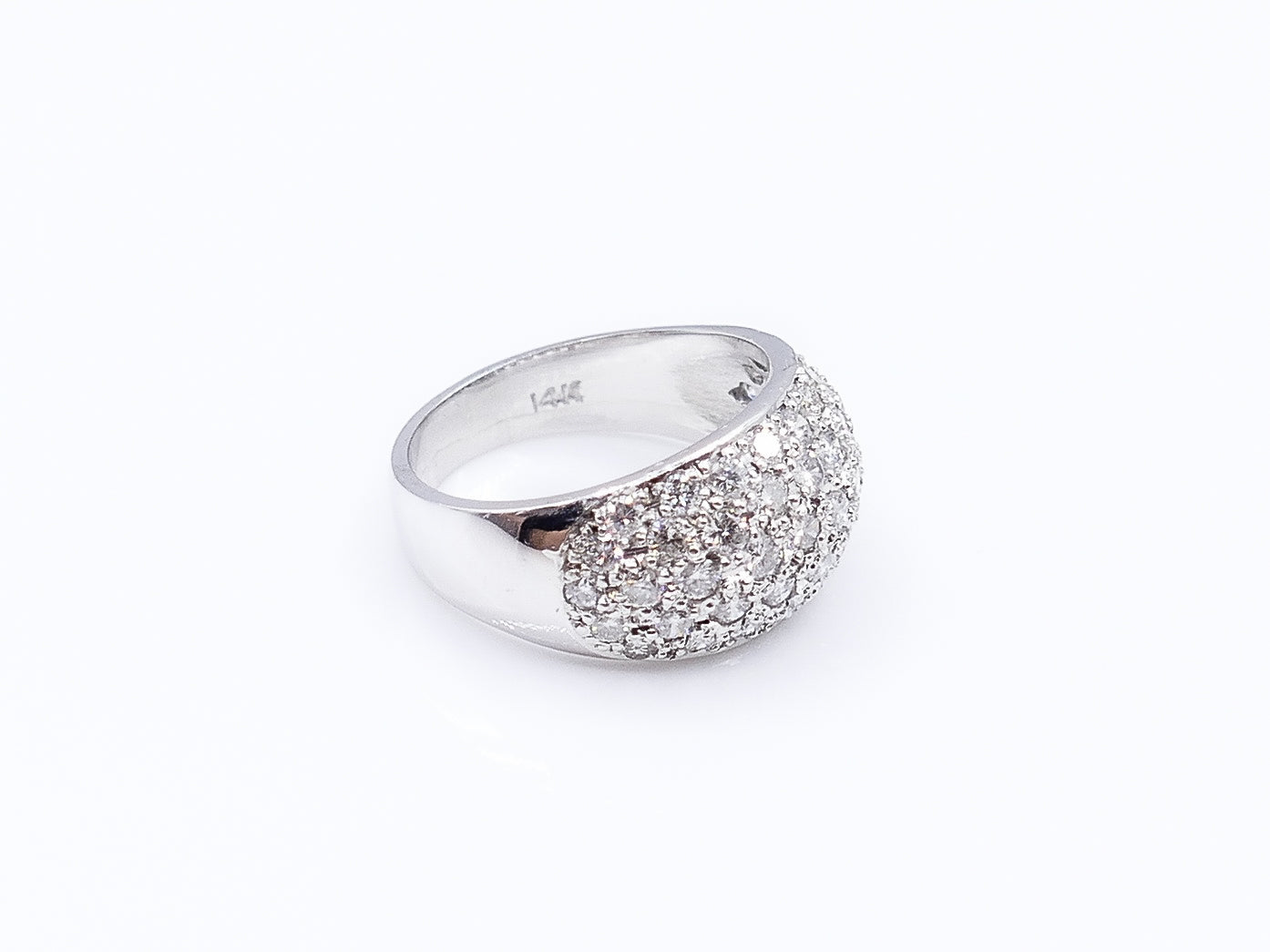 * (4th) Diamond and White Gold Wide Band Dome Ring