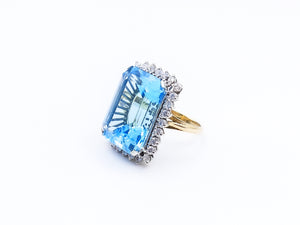18 Carat Emerald Cut London Blue Topaz Ring