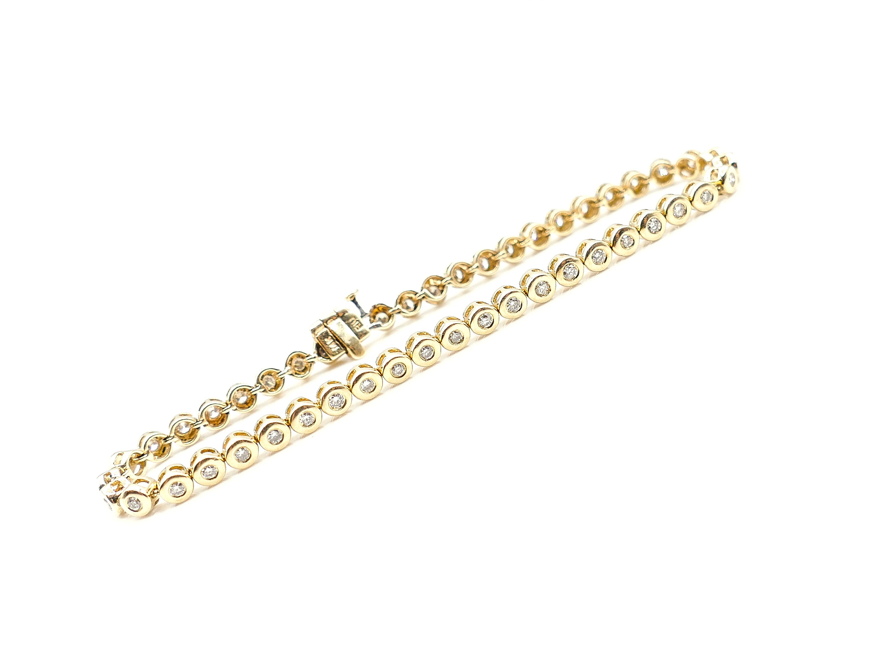 14K Gold Bezel Set Diamond Bracelet