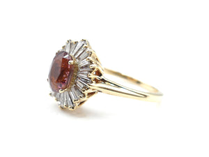 3 CT Pink Tourmaline and Diamond Baguette Ring